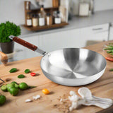 aluminum cooking pan round frying pan with wooden handle at best price in UK - majestic chef cookware uk