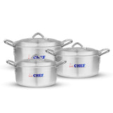 majestic chef 3 pcs royal casserole set cooking pan set / best aluminum cookware brand in UK 