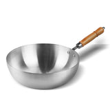 premium quality aluminum alloy metal anodized metal finish cooking pan deep frying pan with wooden handle - chef cookware UK