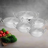 Chef Best Metal Finish 5 Pcs Wok / Cooking Pot - 24/32 cm / majestic chef cookware uk