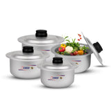 4 pcs with silver steel heavy gauge silvano cooking pot set at best price in UK - chef cookware