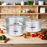 majestic chef 3 pcs royal casserole set cooking pan set / best aluminum cookware brand in UK 