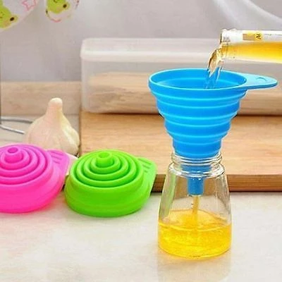 Chef 5 Pcs Kitchen Gadgets Silicon Funnel Oil Water Funnel Kitchen Accessories Silicone Collapsible Funnel For Water Bottle Liquid Transfer (random Color)